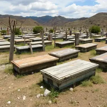 Caixões funerários são abandonados em terreno baldio na Serra